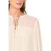 Vince Camuto Women’s Long Sleeve Bubble Hem with Split Neck and Two Tie Top(Sand Drift)