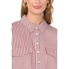 Vince Camuto Women’s Long Sleeve Collar Button Down with Front Pocket Blouse(Bloom Plum)