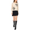 Vince Camuto Women’s Long Sleeve Crew Neck Chenille Embroidery Sweater(Birch)