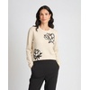 Vince Camuto Women’s Long Sleeve Crew Neck Chenille Embroidery Sweater(Birch)