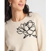 Vince Camuto Women’s Long Sleeve Crew Neck Chenille Embroidery Sweater(Birch)