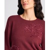 Vince Camuto Women’s Long Sleeve Crew Neck Chenille Embroidery Sweater(Burgundy)