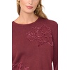 Vince Camuto Women’s Long Sleeve Crew Neck Chenille Embroidery Sweater(Burgundy)