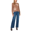 Vince Camuto Women’s Long Sleeve Crew Neck Chenille Embroidery Sweater(New Mocha)