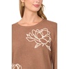 Vince Camuto Women’s Long Sleeve Crew Neck Chenille Embroidery Sweater(New Mocha)