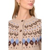 Vince Camuto Women’s Long Sleeve Fair Isle Cardigan(Brown Sugar Melange)