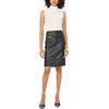 Vince Camuto Women’s Pleather A-line Midi Skirt(Rich Black)