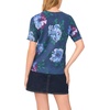 Vince Camuto Women’s Printed Short Sleeve Crew Neck Sweater(Indigo Night)