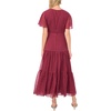 Vince Camuto Women’s Short Sleeve Flutter Sleeve Surplice Midi Dress(Crisp Merlot)
