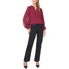 Vince Camuto Women’s Split Neck Long Sleeve Blouse with Smocked Cuff(Crisp Merlot)