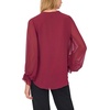 Vince Camuto Women’s Split Neck Long Sleeve Blouse with Smocked Cuff(Crisp Merlot)