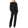 Vince Camuto Women’s Split Neck Long Sleeve Blouse with Smocked Cuff(Rich Black)