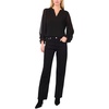 Vince Camuto Women’s Split Neck Long Sleeve Blouse with Smocked Cuff(Rich Black)
