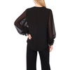 Vince Camuto Women’s Split Neck Long Sleeve Blouse with Smocked Cuff(Rich Black)