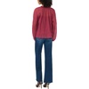 Vince Camuto Women’s Tie Neck Shirring Long Sleeve Peasant Blouse(Crisp Merlot)