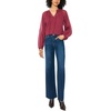 Vince Camuto Women’s Tie Neck Shirring Long Sleeve Peasant Blouse(Crisp Merlot)