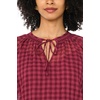 Vince Camuto Women’s Tie Neck Shirring Long Sleeve Peasant Blouse(Crisp Merlot)