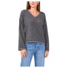Vince Camuto Womens V-Neck with Contrast Crochet Stitch at Seam(Medium Heather Grey)