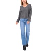 Vince Camuto Womens V-Neck with Contrast Crochet Stitch at Seam(Medium Heather Grey)