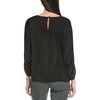 Vince Camuto Womens V-Neck with Contrast Crochet Stitch at Seam(Rich Black)