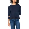 Vince Camuto Women’s 3/4 Sleeve Crew Neck with Lace Hem Sweater(Classic Navy)