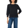 Vince Camuto Women’s 3/4 Sleeve Crew Neck with Lace Hem Sweater(Rich Black)