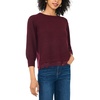 Vince Camuto Women’s 3/4 Sleeve Crew Neck with Lace Hem Sweater(Wine)