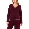 Vince Camuto Women’s Contrast Stitch Long Sleeve V-Neck Sweater(Wine)