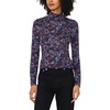 Vince Camuto Women’s Floral Mock Neck Long Sleeve Top(Classic Navy)