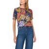Vince Camuto Women’s Floral Printed Short Sleeve Crew Neck Sweater(Classic Navy)