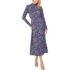 Vince Camuto Women’s Floral Short Sleeve Mock Neck Bodycon Maxi Dress(Classic Navy)