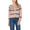 Vince Camuto Women’s Long Sleeve Fair Isle Cardigan(Brown Sugar Melange)