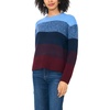 Vince Camuto Women’s Long Sleeve Ombre Stripe Crew Neck Sweater(Bellflower Blue)