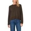 Vince Camuto Women’s Long Sleeve Saddle Shoulder Crew Neck Sweater(Chocolate)