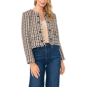 Checkered Long Sleeve Boucle Blazer Multi