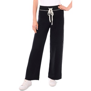 Vince Camuto Women’s Contrast Top Stitch Sweatpant with Drawstring(Rich Black)