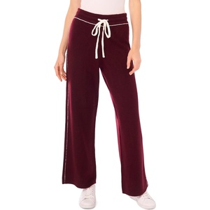 Vince Camuto Women’s Contrast Top Stitch Sweatpant with Drawstring(Wine)