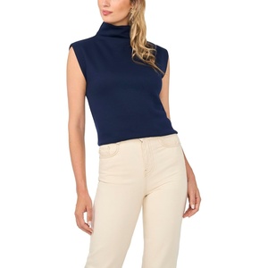 Vince Camuto Women’s Short Sleeve Built Up Extended Shoulder Tee(Classic Navy)