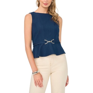 Vince Camuto Women’s Sleeveless Seamed Belted Shell Top(Indigo)